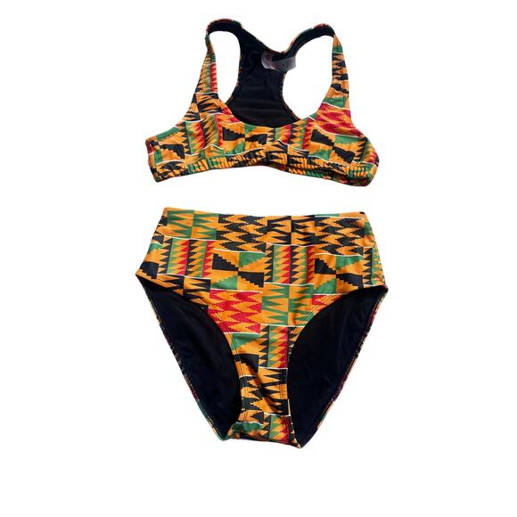 Regalia Swim African Kente Print High-Waisted Medium Bikini - Picture 1 of 5